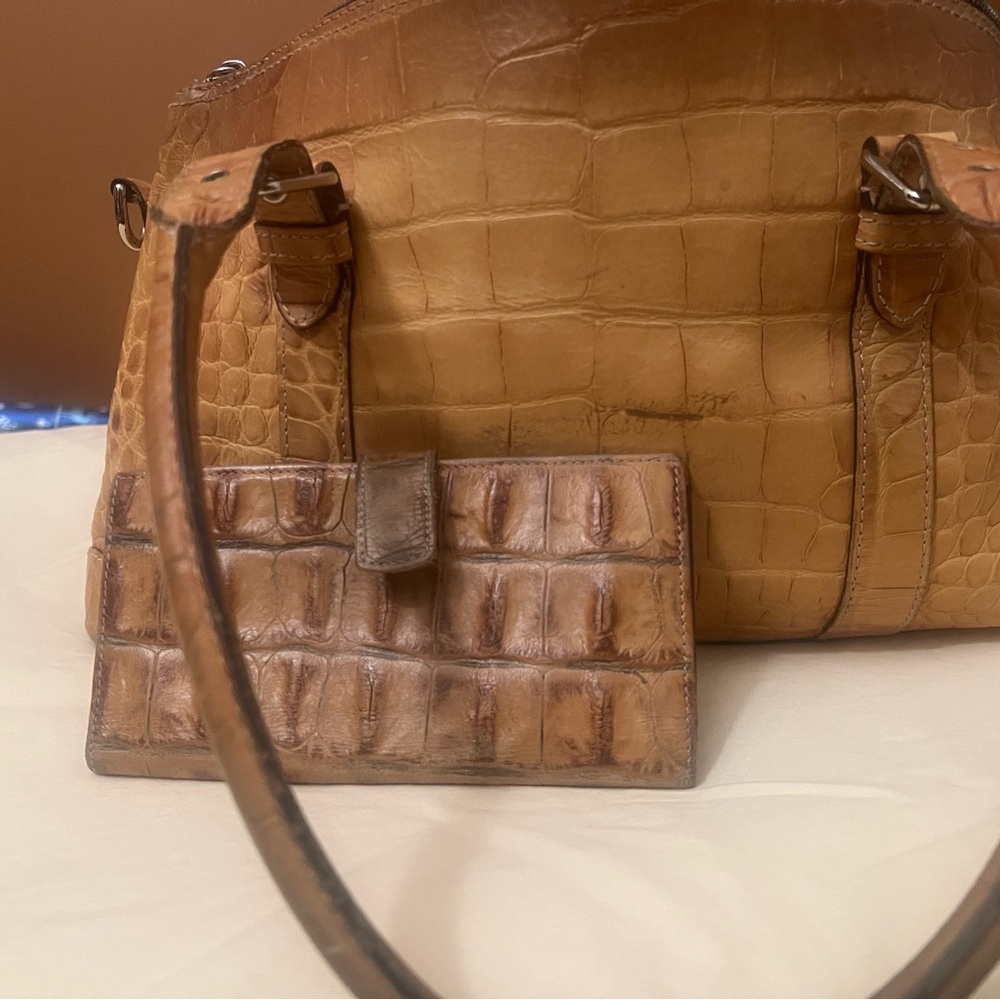Dooney & Bourke Light Brown Croc-Embossed Leather Handbag. Dust bag included.